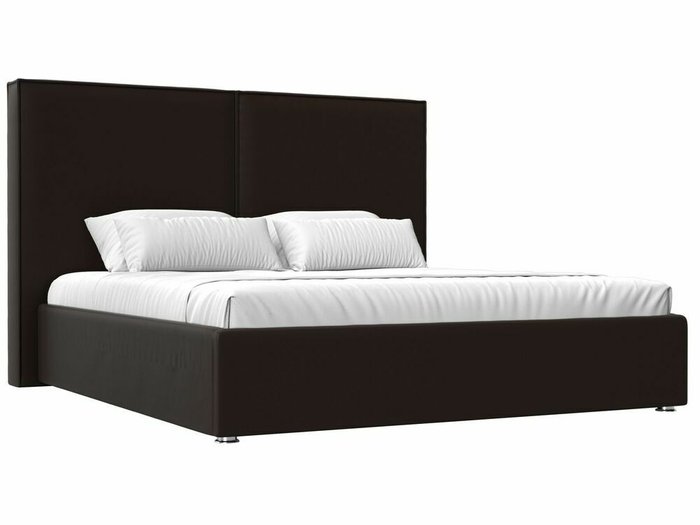 Кровать Аура 180х200 темно-коричневого цвета с подъемным механизмом (экокожа)