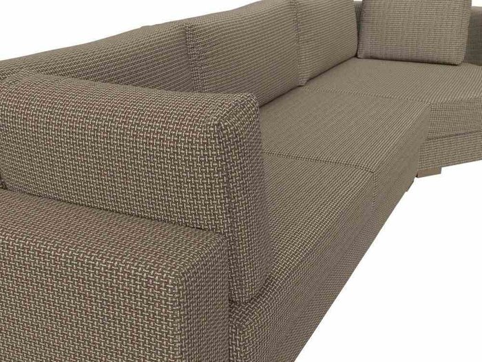 Угловой диван-кровать Лига 026 бежево-коричневого цвета правый угол - лучшие Угловые диваны в INMYROOM