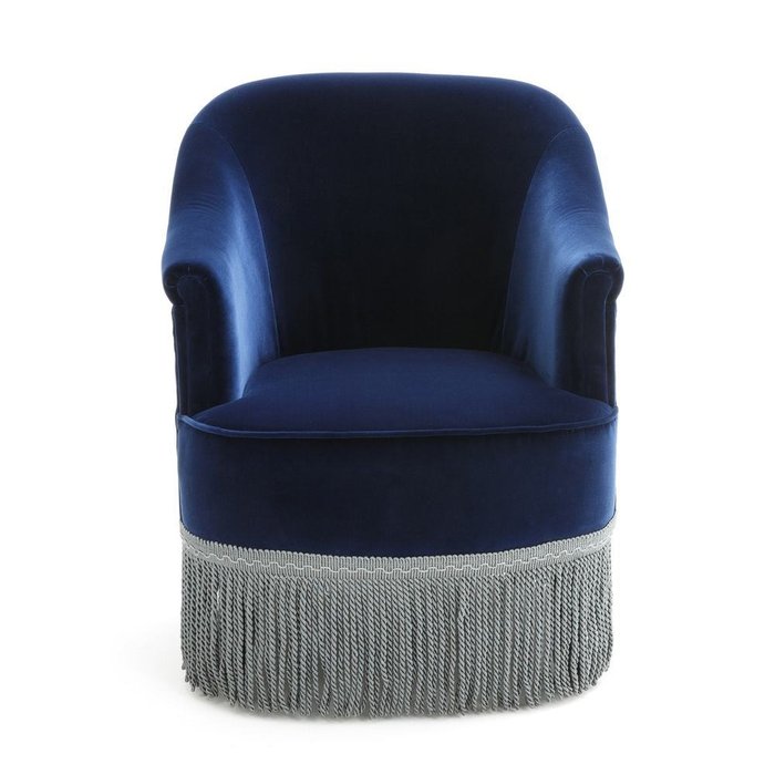 Кресло Ramona с бахромой темно-синего цвета - купить Интерьерные кресла по цене 29599.0