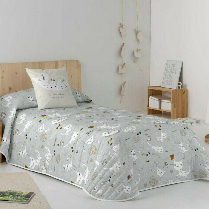 Покрывало из хлопка 180х260 серого цвета - лучшие Покрывала в INMYROOM