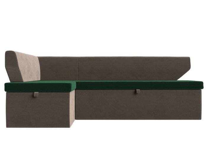 Угловой диван-кровать Омура зелено-коричневого цвета левый угол - купить Угловые диваны по цене 39999.0