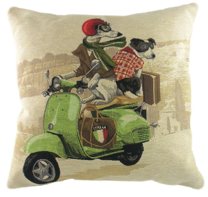 Подушка с принтом Scooter Dogs Green 