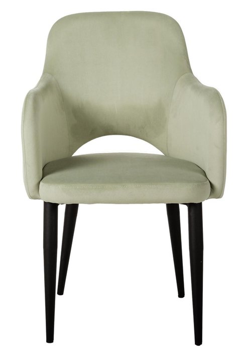 Стул-кресло Ledger светло-зеленого цвета на черных ножках - лучшие Обеденные стулья в INMYROOM