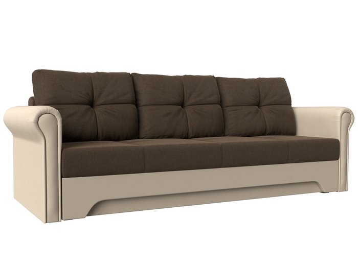 Прямой диван-кровать Европа коричнево-бежевого цвета (ткань/экокожа)