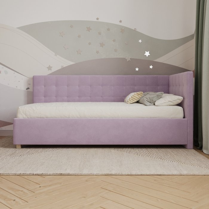 Кровать Версаль 90х200 сиреневого цвета без подъемного механизма - купить Одноярусные кроватки по цене 27108.0