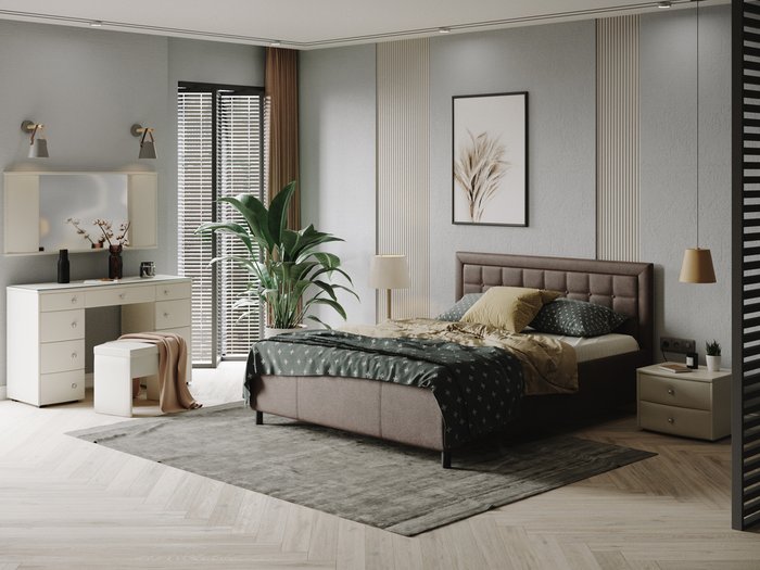 Кровать Como Veda 2 140х190 коричневого цвета (велюр) - купить Кровати для спальни по цене 22450.0