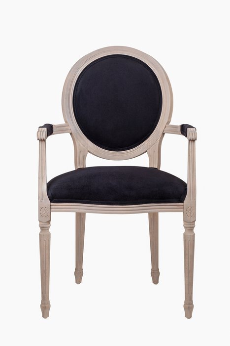 Стул с подлокотниками Delo в обивке из черного велюра - купить Обеденные стулья по цене 27500.0