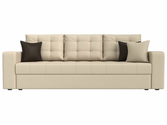 Прямой диван-кровать Ливерпуль бежевого цвета (экокожа) - купить Прямые диваны по цене 36999.0