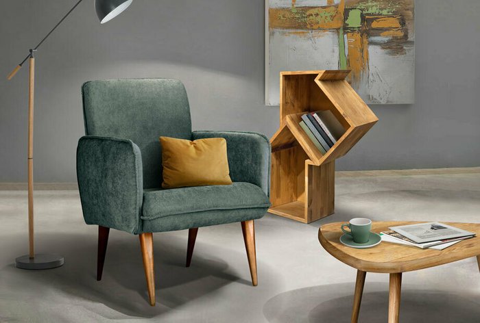 Кресло Стью зеленого цвета - лучшие Интерьерные кресла в INMYROOM
