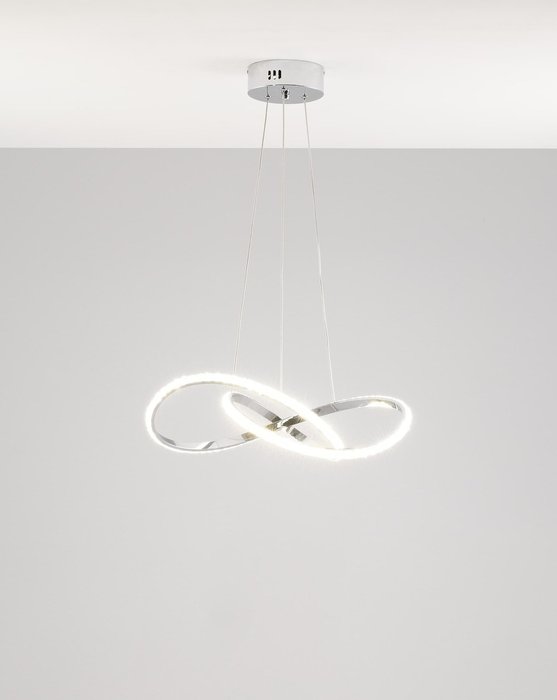 Светодиодная подвесная люстра с пультом Ello бело-серого цвета - купить Подвесные люстры по цене 14090.0