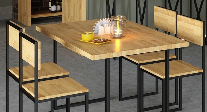 Стол обеденный Лондейл Квадро из дерева и металла  - лучшие Обеденные столы в INMYROOM