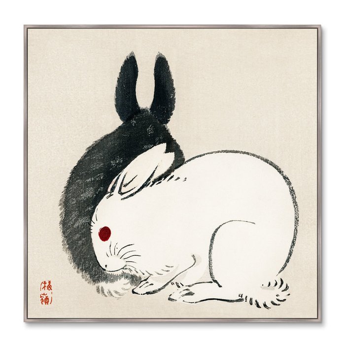 Репродукция картины Black and white rabbits, 1882г. - купить Картины по цене 29999.0
