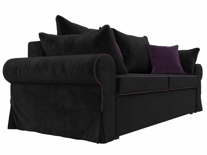 Прямой диван-кровать Элис черного цвета с фиолетовым кантом - лучшие Прямые диваны в INMYROOM