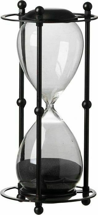 Песочные часы на один час черного цвета из металла и стекла