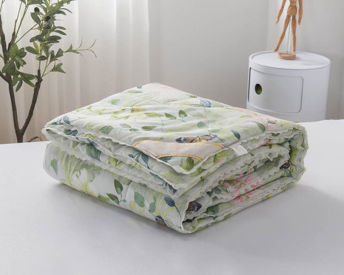 Одеяло Мирабелла 200х220 зелено-белого цвета - купить Одеяла по цене 8078.0
