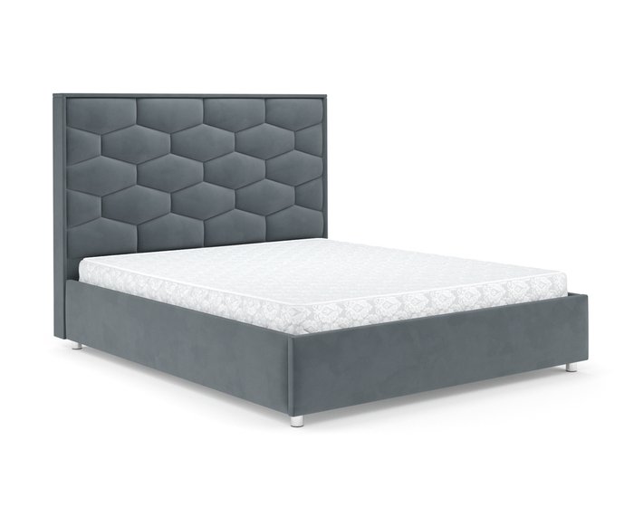 Кровать Рица 160х190 серо-синего цвета с подъемным механизмом (велюр) - купить Кровати для спальни по цене 42390.0