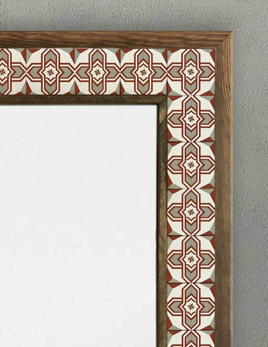 Настенное зеркало с каменной мозаикой 53x73 коричневого цвета - купить Настенные зеркала по цене 27866.0