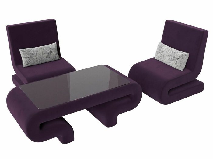 Набор мягкой мебели Волна 3 темно-фиолетового цвета - лучшие Комплекты мягкой мебели в INMYROOM