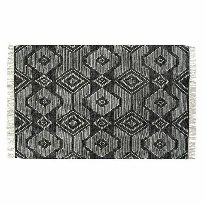 Ковер из полиэстера и хлопка 160x230 бело-черного цвета
