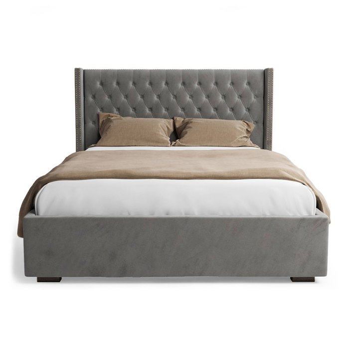 Кровать Stella с подъемным механизмом серого цвета 200х200 - лучшие Кровати для спальни в INMYROOM