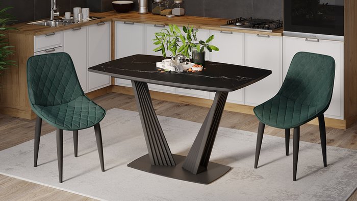 Обеденный стол раздвижной Фабио черного цвета - лучшие Обеденные столы в INMYROOM