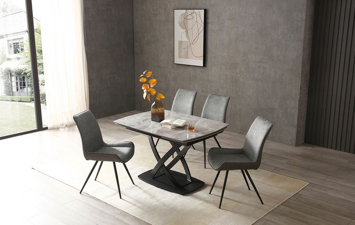 Стол обеденный раскладной Lorenzo серого цвета - купить Обеденные столы по цене 119210.0