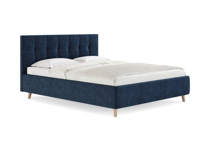 Кровать Bella 160х200 темно-синего цвета без основания и подъемного механизма 