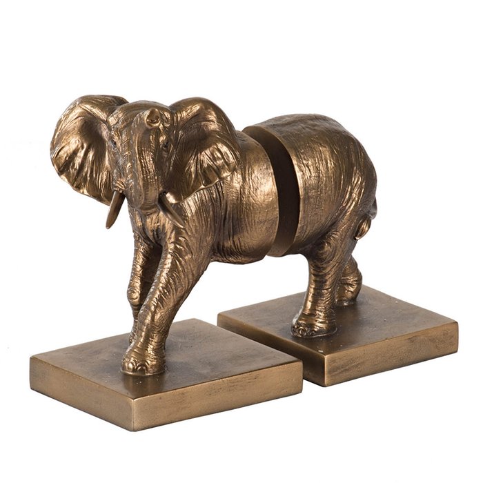 Набор из двух держателей для книг Слон золотого цвета - купить Фигуры и статуэтки по цене 6630.0