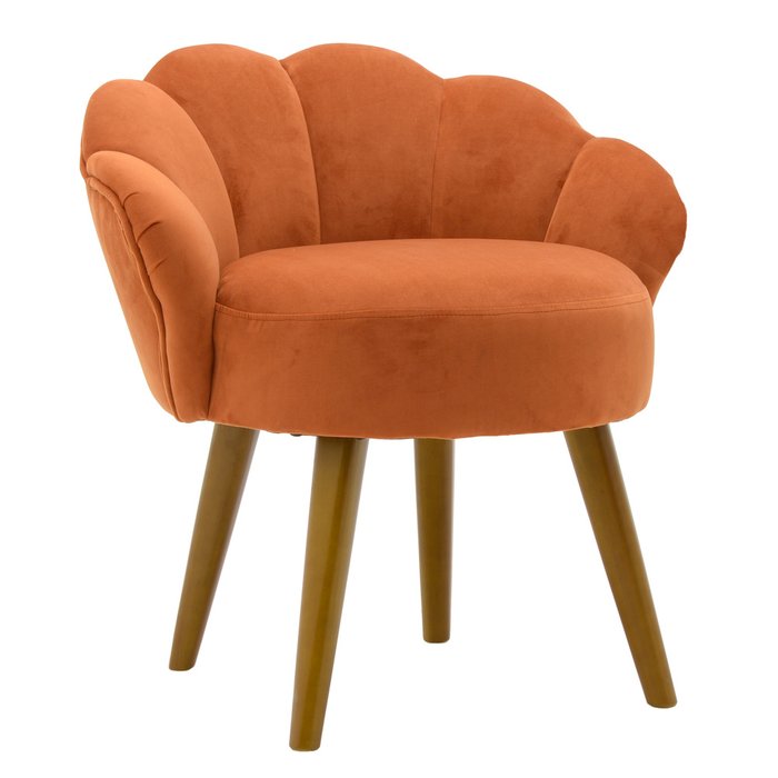 Кресло оранжевого цвета на деревянных ножках