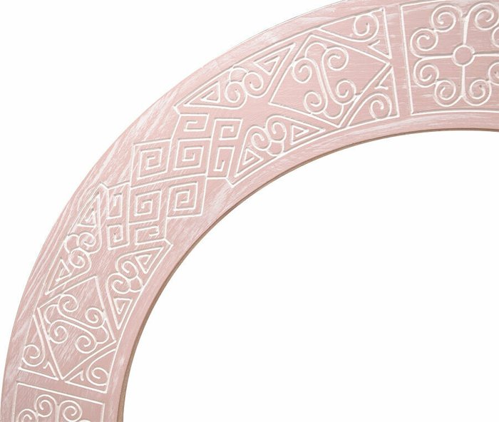 Круглое настенное зеркало Papua Round Pink в раме из массива сосны - лучшие Настенные зеркала в INMYROOM