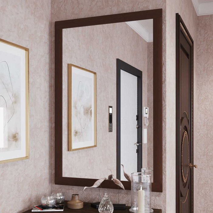 Зеркало настенное Орнета темно-коричневого цвета - купить Настенные зеркала по цене 9912.0