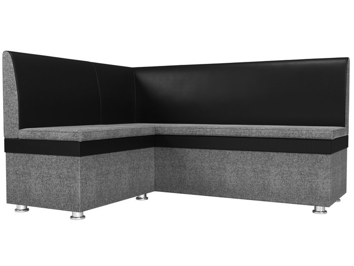 Угловой диван Уют черно-серого цвета (экокожа/ткань) левый угол