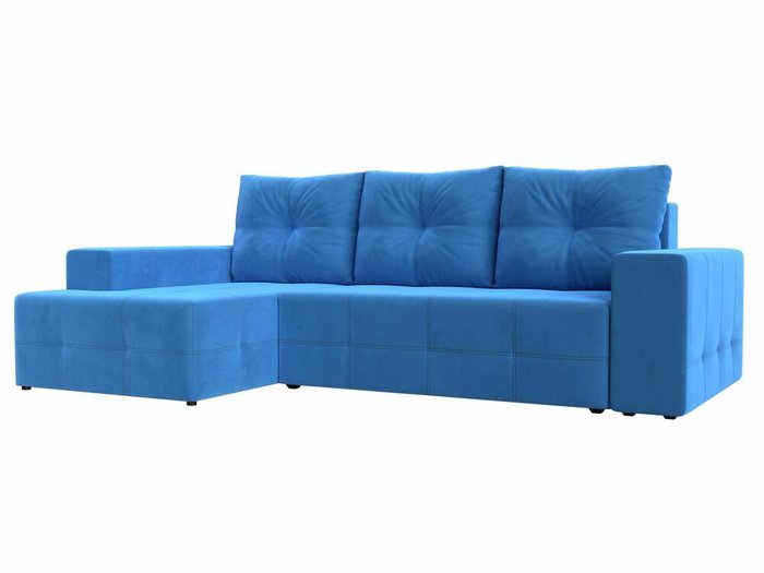 Угловой диван-кровать Перри голубого цвета левый угол