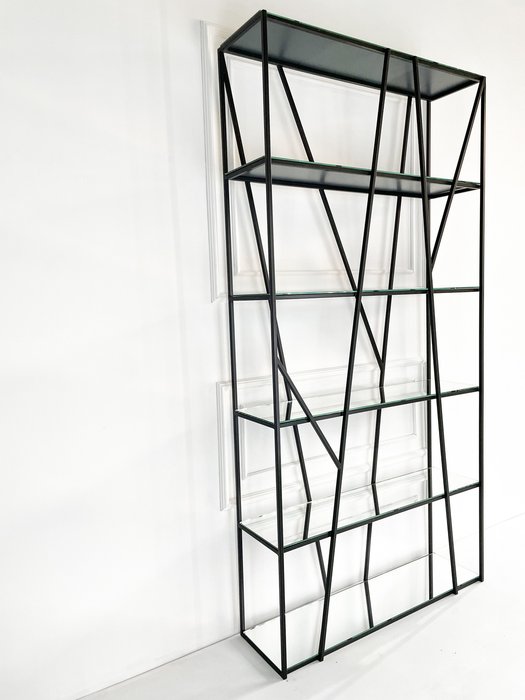 Стеллаж "Olivia" черный с прозрачным стеклом (2100х1000х300) - купить Стеллажи по цене 45900 Стеллаж "Olivia" черный с прозрачным стеклом (2100х1000х300) - купить Стеллажи по цене 45900