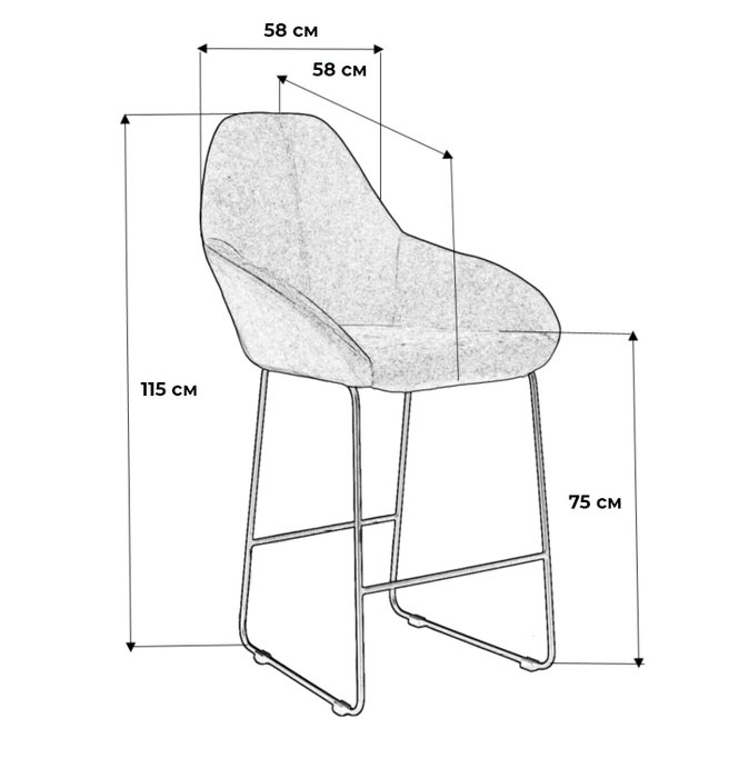 Кресло барное Kent серого цвета - купить Барные стулья по цене 11090.0