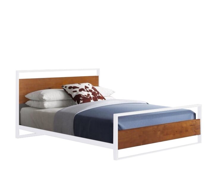 Кровать Шелби 180х200 бело-коричневого цвета - купить Кровати для спальни по цене 30990.0