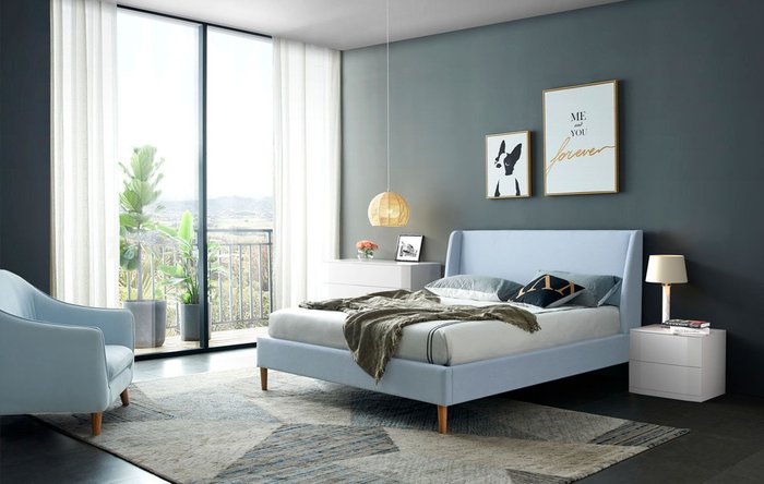 Кровать Carrera 180x200 голубого цвета с подъемным механизмом - лучшие Кровати для спальни в INMYROOM