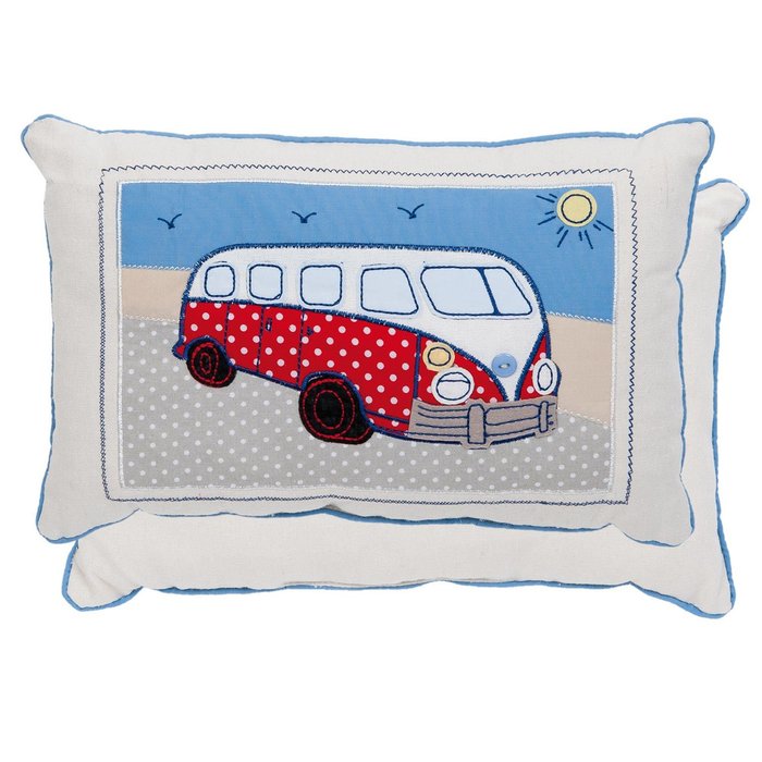 Подушка детская с красным автобусом