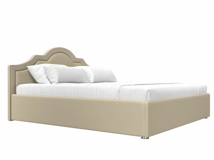 Кровать Афина 200х200 бежевого цвета с подъемным механизмом (экокожа) - лучшие Кровати для спальни в INMYROOM