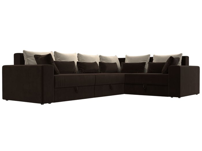 Угловой диван-кровать Мэдисон Long коричнево-бежевого цвета правый угол - лучшие Угловые диваны в INMYROOM