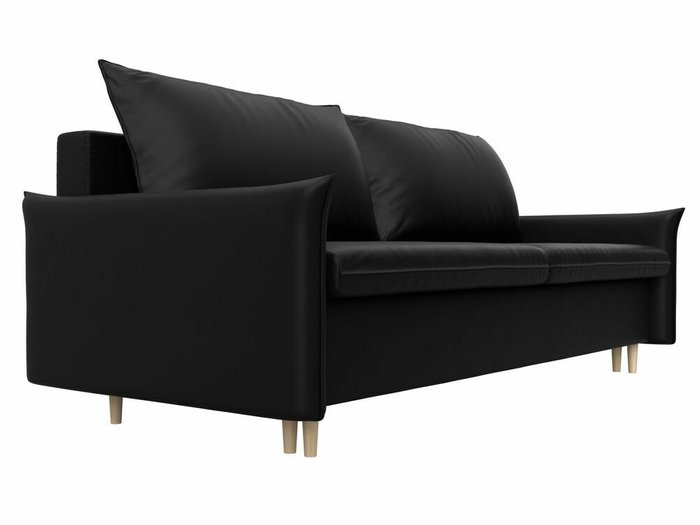 Прямой диван-кровать Хьюстон черного цвета (экокожа) - лучшие Прямые диваны в INMYROOM