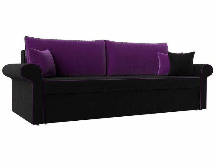 Прямой диван-кровать Милфорд фиолетово-черного цвета