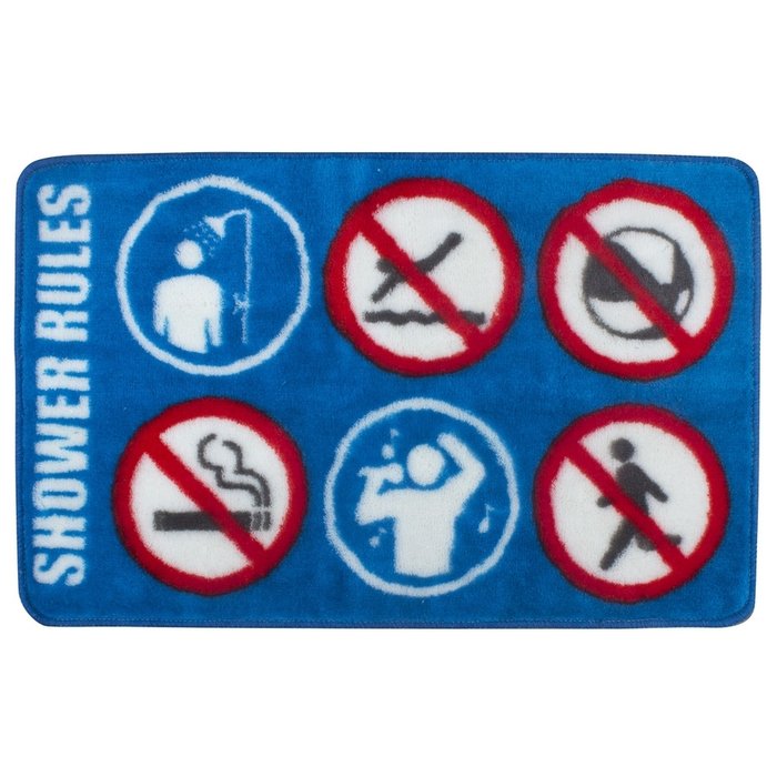 Коврик для ванной Shower Rule синего цвета