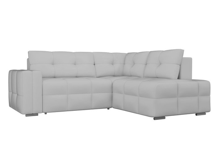 Угловой диван-кровать Леос белого цвета (экокожа)