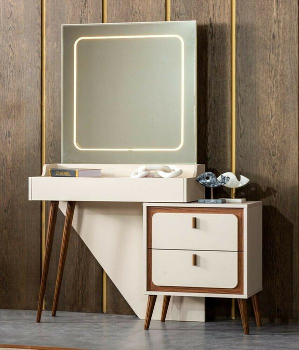 Столик туалетный Стиль бежевого цвета с зеркалом - купить Туалетные столики по цене 59520.0