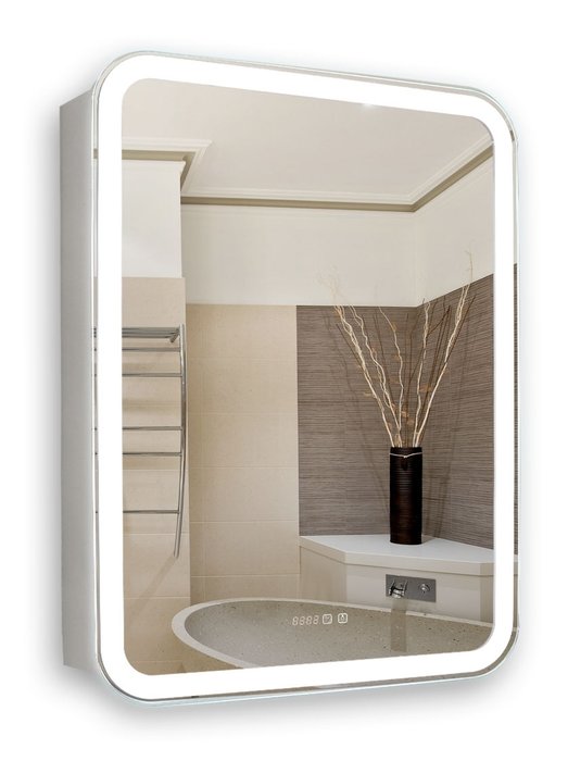 Шкаф-зеркало Фиджи белого цвета с подсветкой
