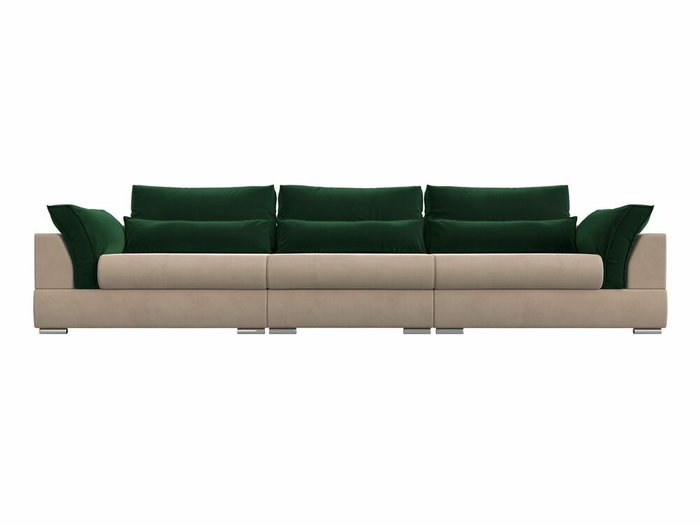 Прямой диван-кровать Пекин Long бежево-зеленого цвета - купить Прямые диваны по цене 101999.0