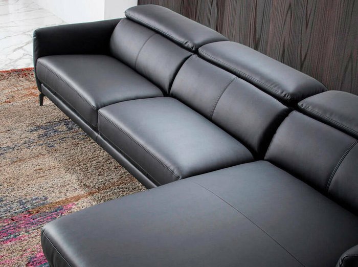 Угловой диван в обивке из кожи черного цвета - лучшие Угловые диваны в INMYROOM