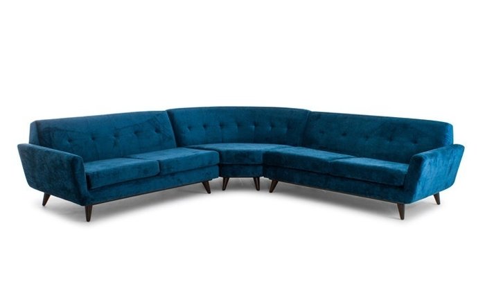 Модульный  угловой диван синего цвета