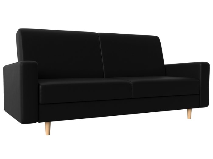 Прямой диван-кровать Бонн черного цвета (экокожа)